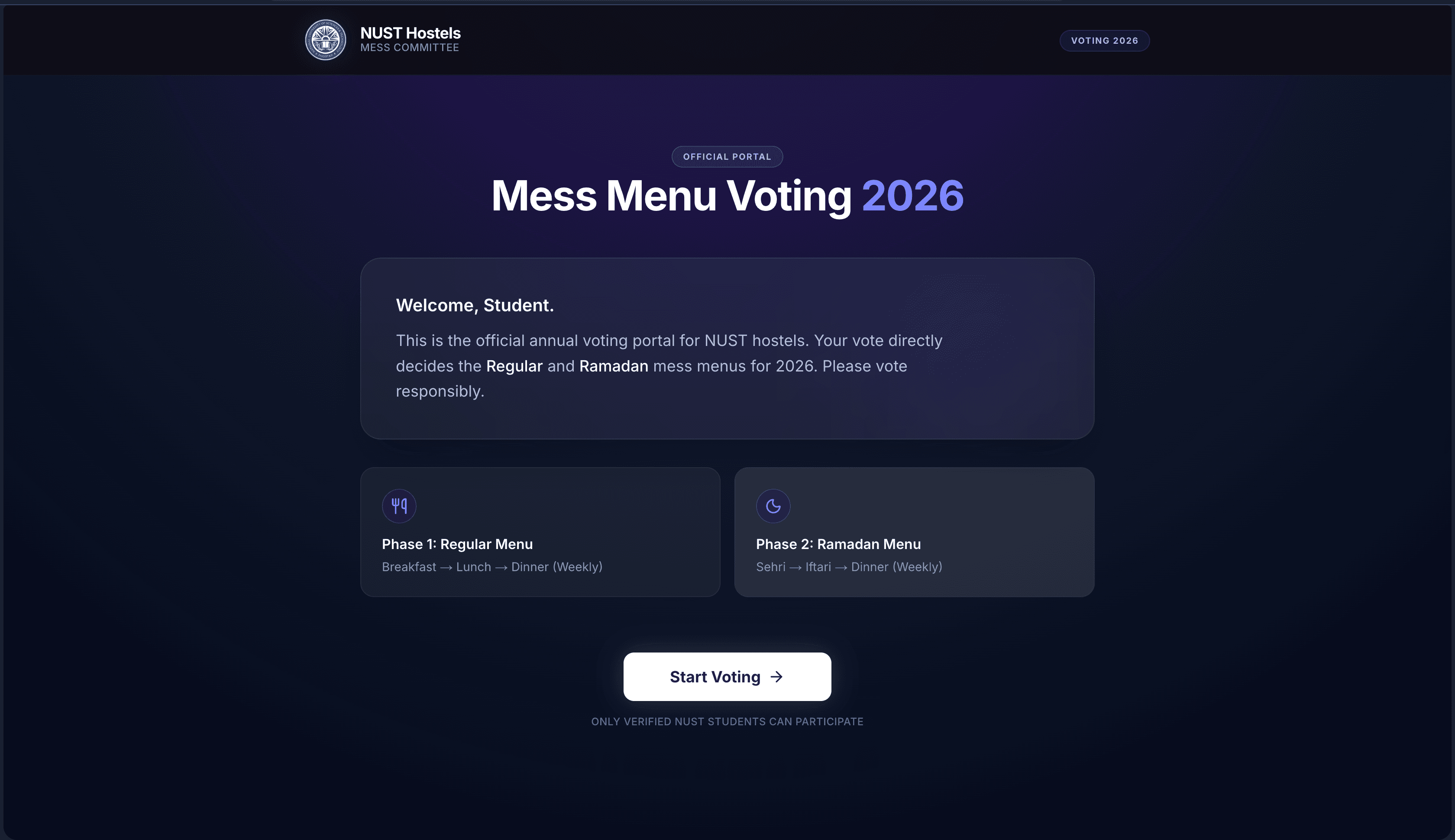 Mess Menu Voting 2026
